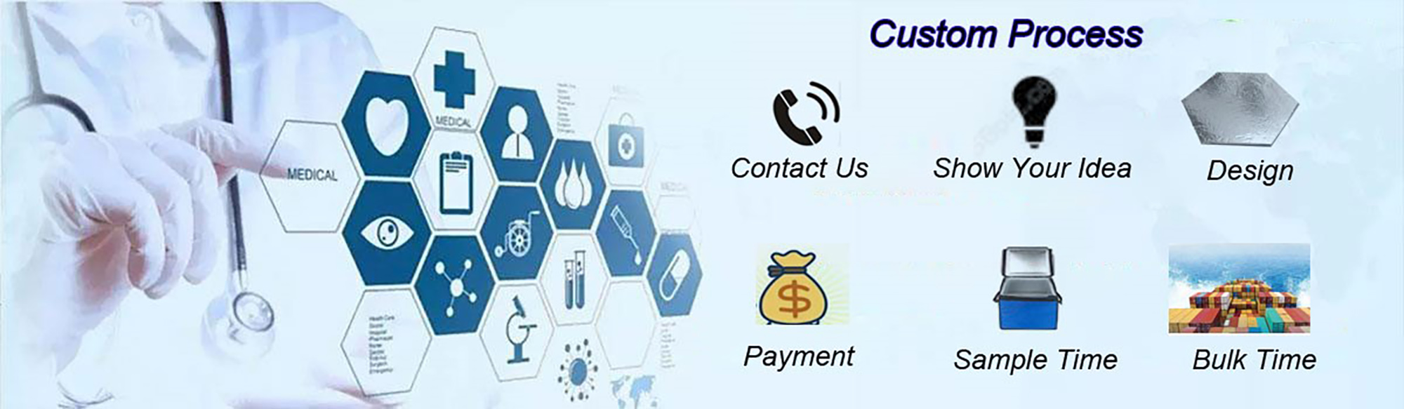 Customize different materials, shape, size and PET film colors.